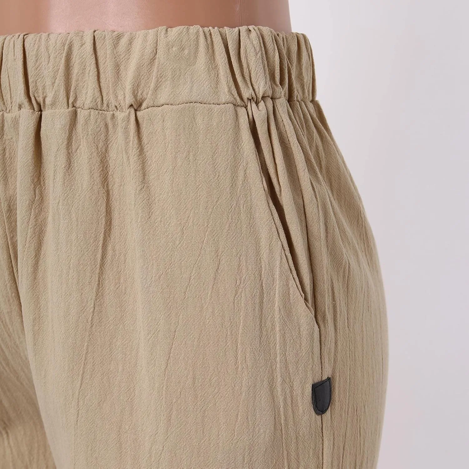 Rvidbe Linen Pants Women Summer 2024 Striped Side Button Casual Elastic High Waist Straight Leg Loose Boho Trendy Trousers