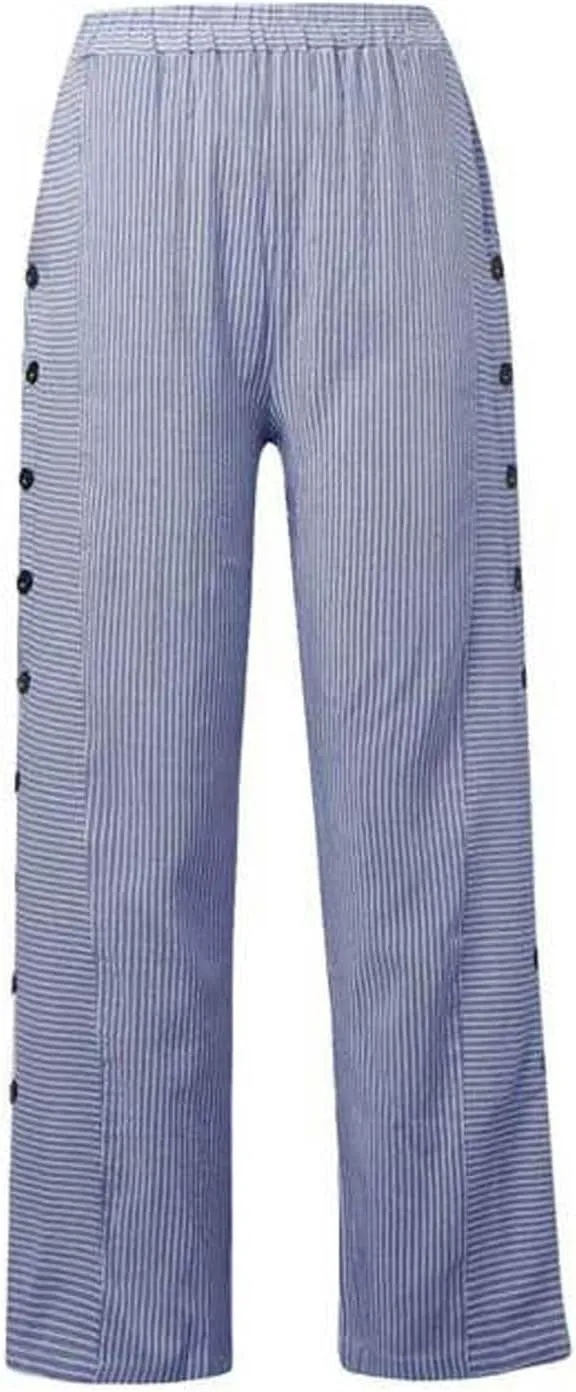 Rvidbe Linen Pants Women Summer 2024 Striped Side Button Casual Elastic High Waist Straight Leg Loose Boho Trendy Trousers