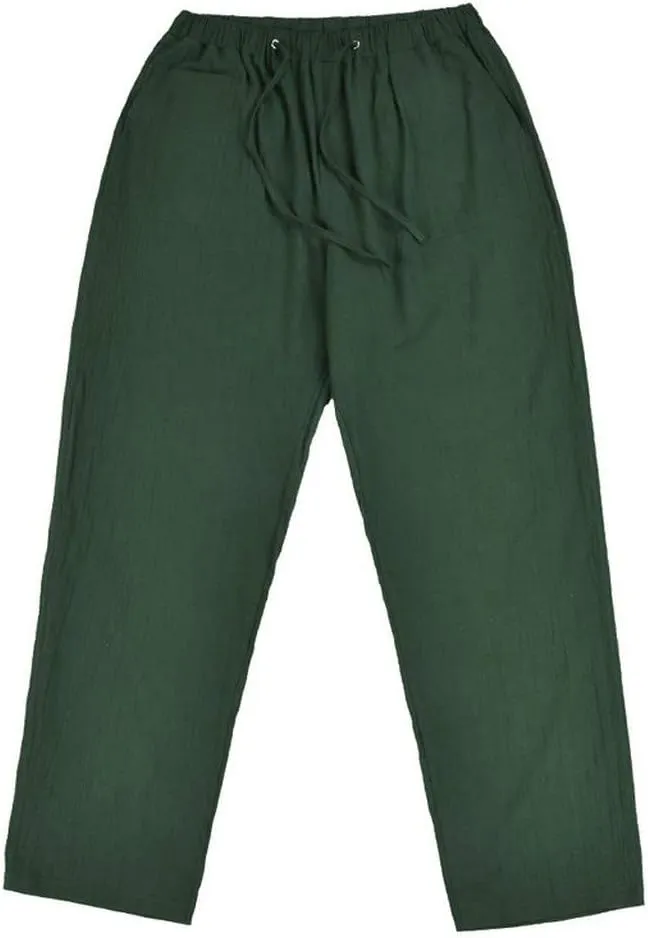 sdbrld Pants For Men Mens Stretchy Waist Pants Trendy Loose Fit Straight Legs Beach Pants Solid Cotton Overalls Pants