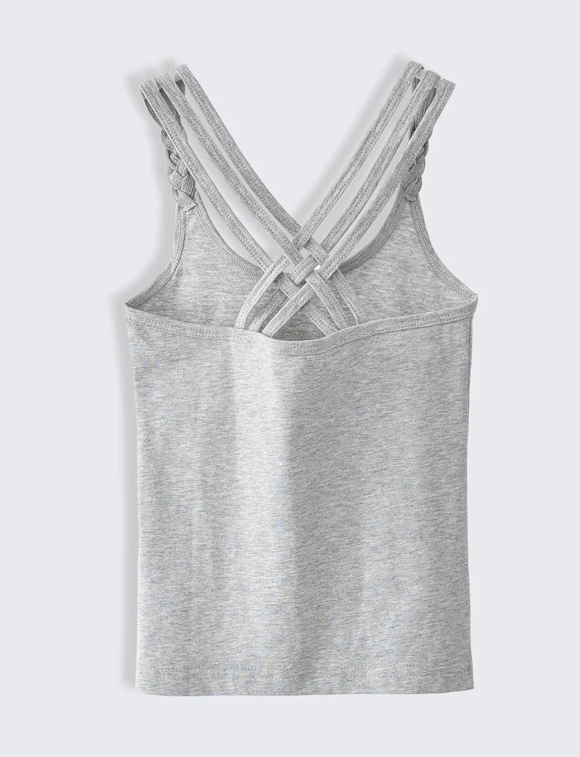 SEAUR 3 Pieces Girls Dance Tank Tops Twist Sleeve Racerback Camisole Ballet Undershirts Cotton Crop Top