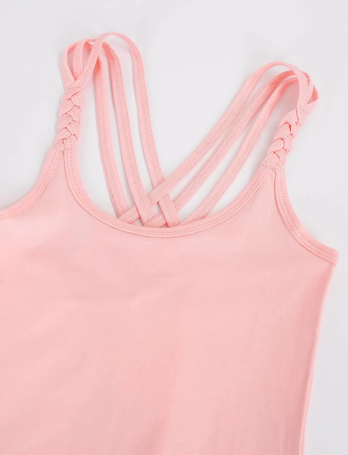 SEAUR 3 Pieces Girls Dance Tank Tops Twist Sleeve Racerback Camisole Ballet Undershirts Cotton Crop Top