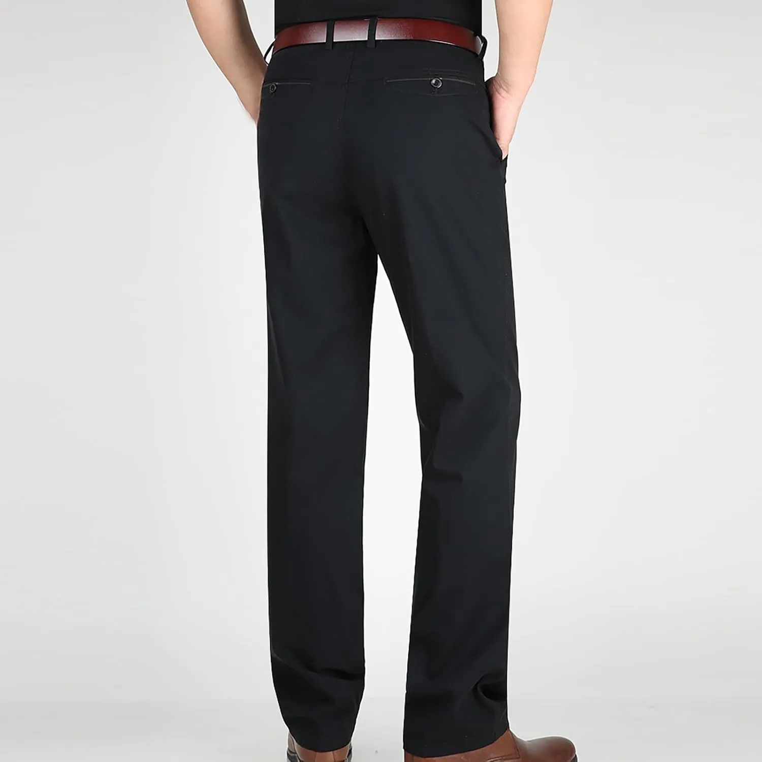 Slim Fit Dress Pants for Men 2023 Fashion Causal Flat Front Solid Straight Legs Regular Fit Buckle Zipper Trouser
