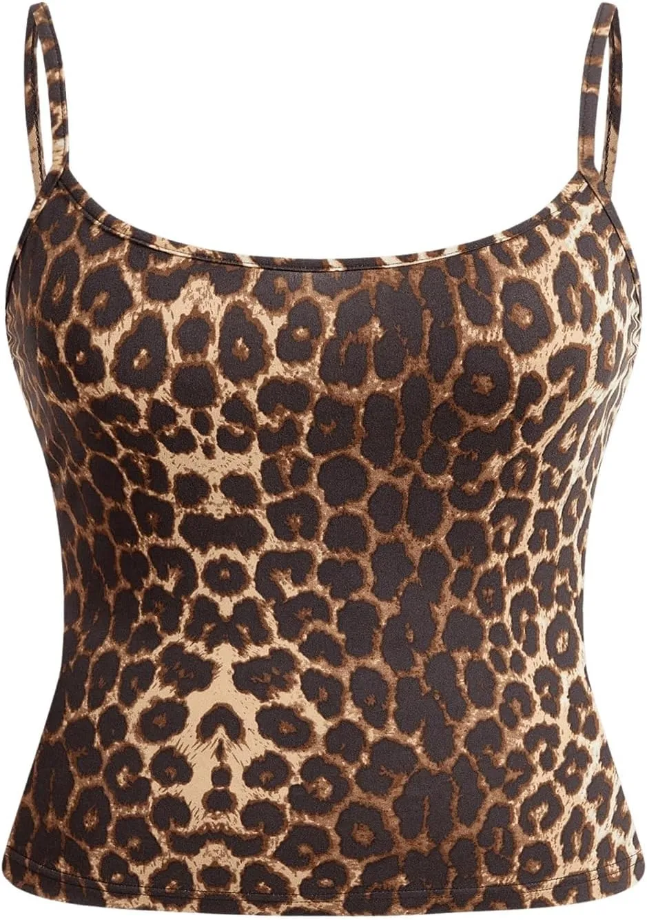 SOLY HUX Women's Plus Size Summer Cami Tops 4 Packs Spaghetti Strap Fitted Crop Top Leopard Print Y2k Camisole