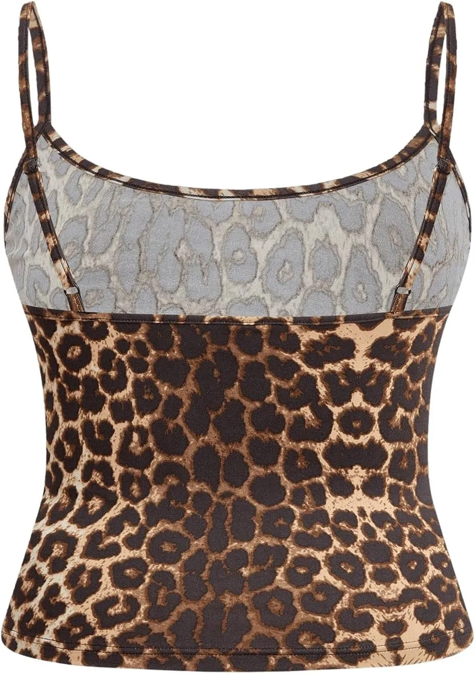 SOLY HUX Women's Plus Size Summer Cami Tops 4 Packs Spaghetti Strap Fitted Crop Top Leopard Print Y2k Camisole