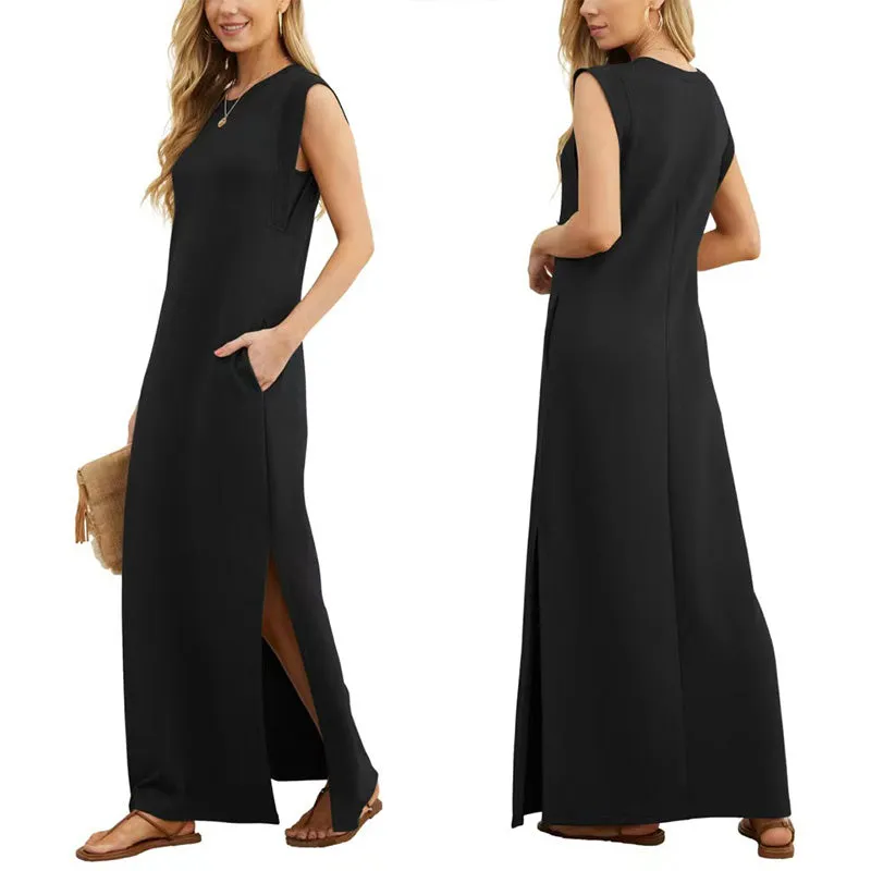 Split Hem Casual Vrouwen Kreukvrije Jurken
