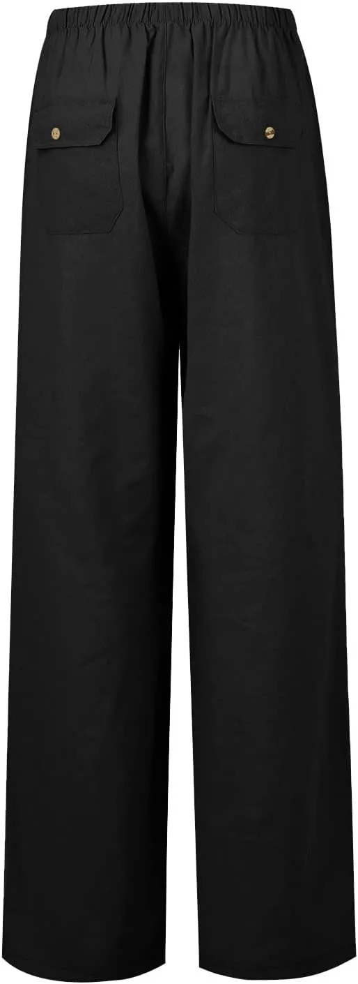 Striped Linen Pants for Women Women's Spring and Summer Cotton and Linen Trousers Loose Plus Size Wide Leg Pants