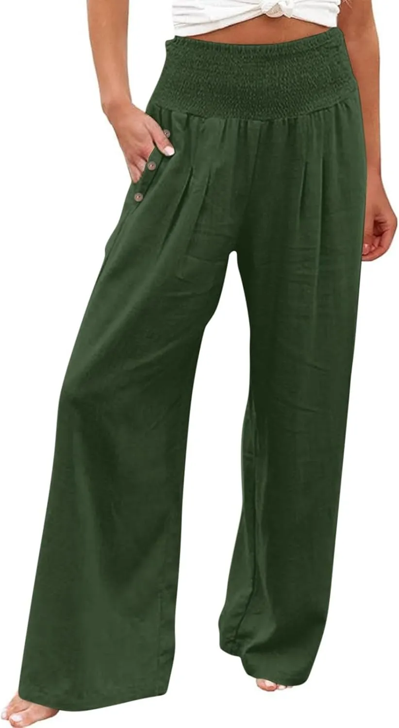 Striped Linen Pants for Women Women's Spring and Summer Cotton and Linen Trousers Loose Plus Size Wide Leg Pants