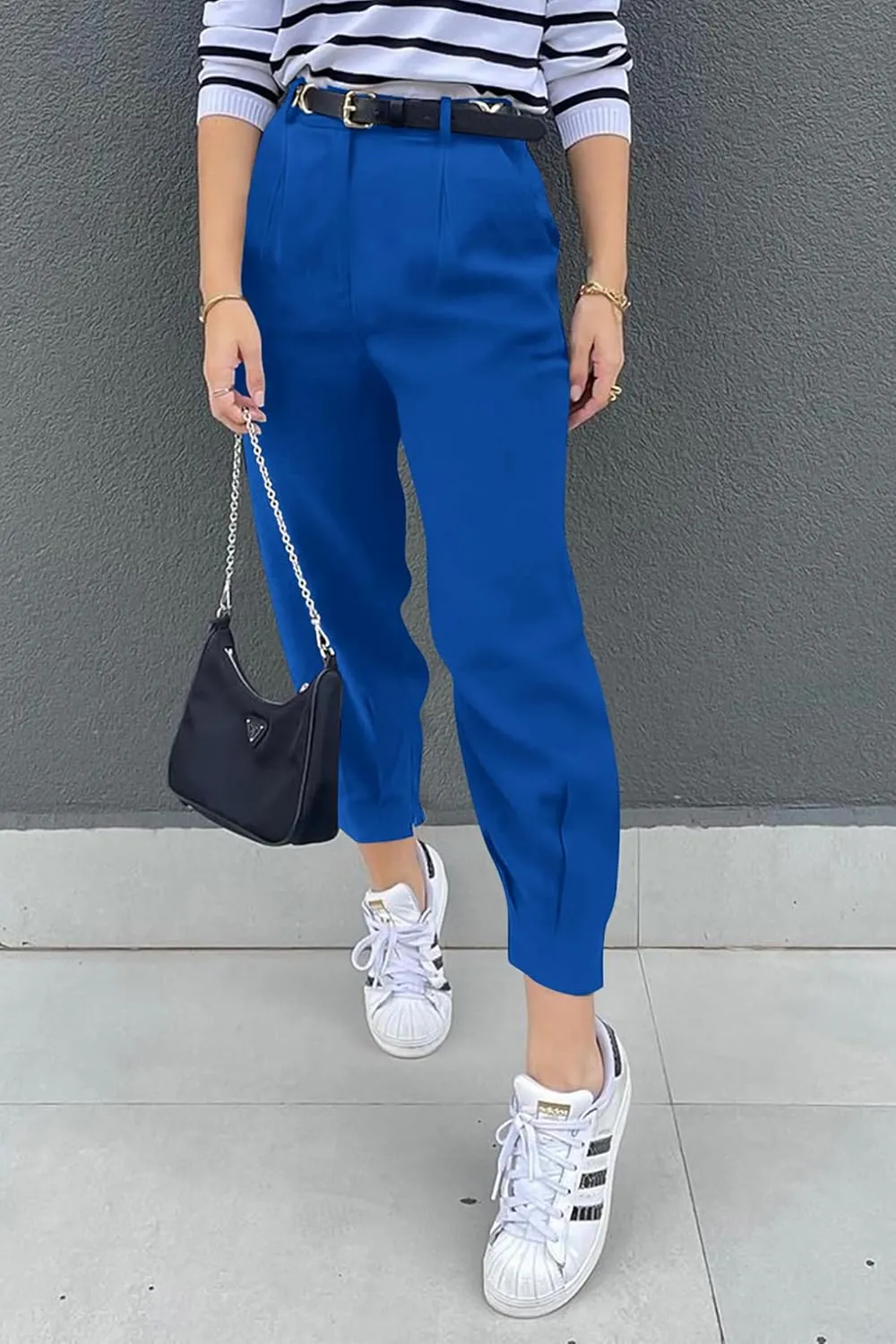 Summer Dress Pants Women Business Lightweight High Waist Pants Dressy Casual Ankle Length Work Office Trouser Slacks