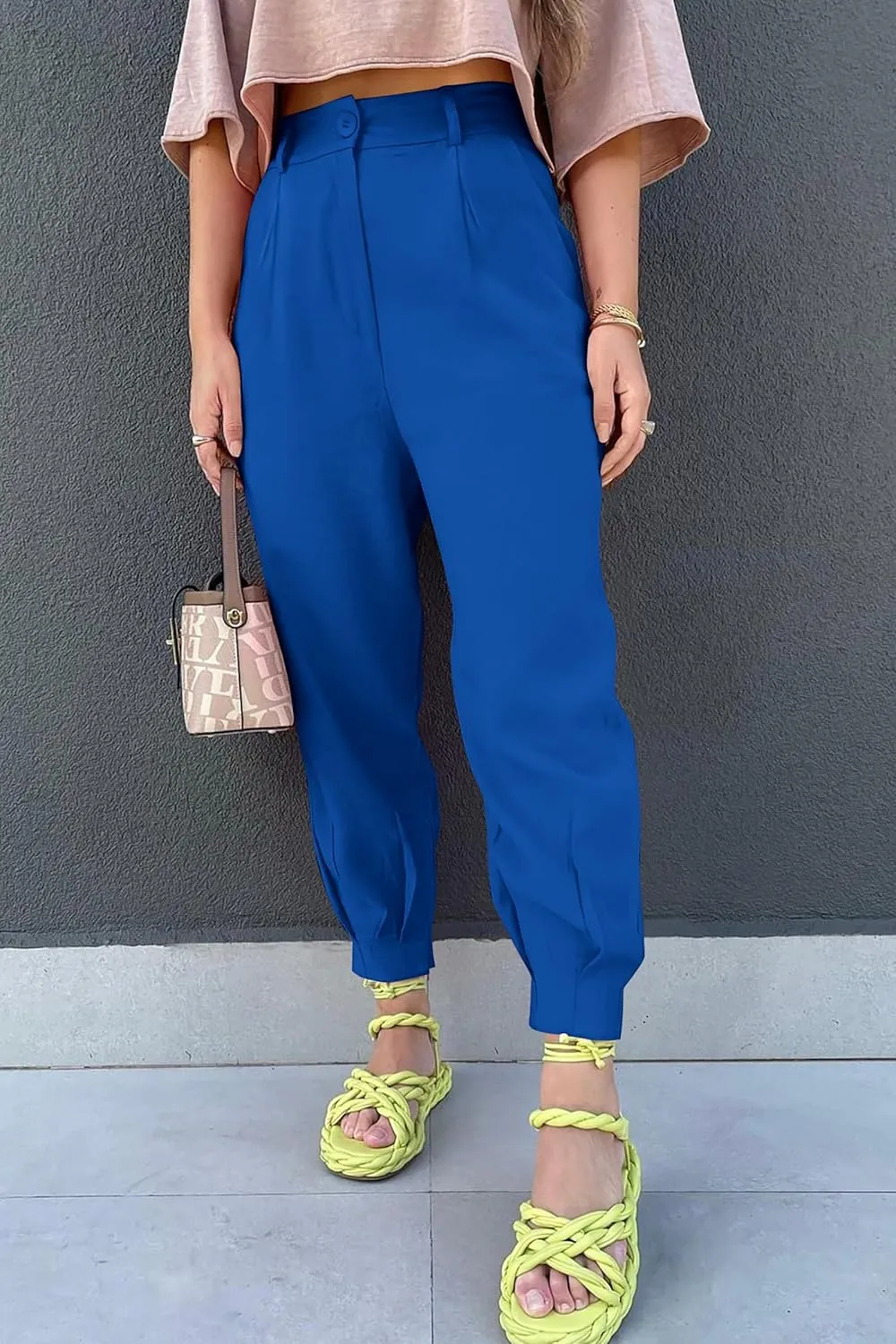 Summer Dress Pants Women Business Lightweight High Waist Pants Dressy Casual Ankle Length Work Office Trouser Slacks