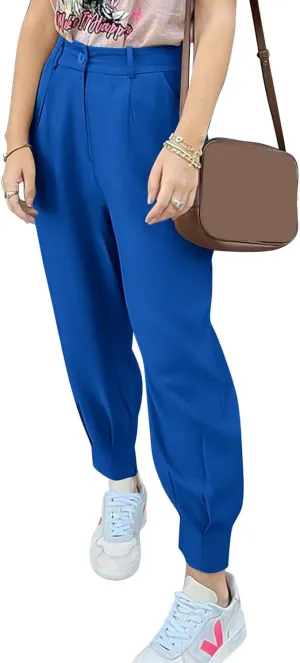 Summer Dress Pants Women Business Lightweight High Waist Pants Dressy Casual Ankle Length Work Office Trouser Slacks