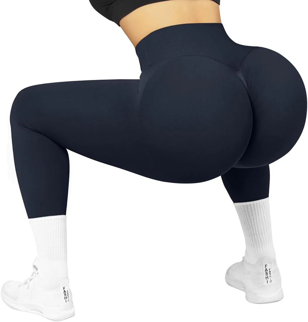 SUUKSESS Women Crossover Seamless Leggings Butt Lifting High Waisted Workout Yoga Pants