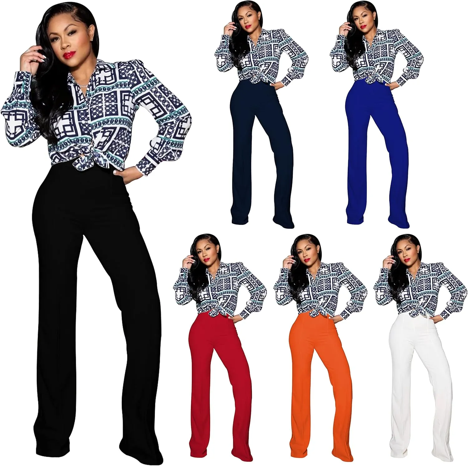 TOPSRANI Women High Waisted Dress Pants Work Trousers Slacks Bottoms Casual Pull On Long Stretch Solid Office Business