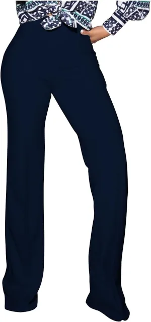 TOPSRANI Women High Waisted Dress Pants Work Trousers Slacks Bottoms Casual Pull On Long Stretch Solid Office Business