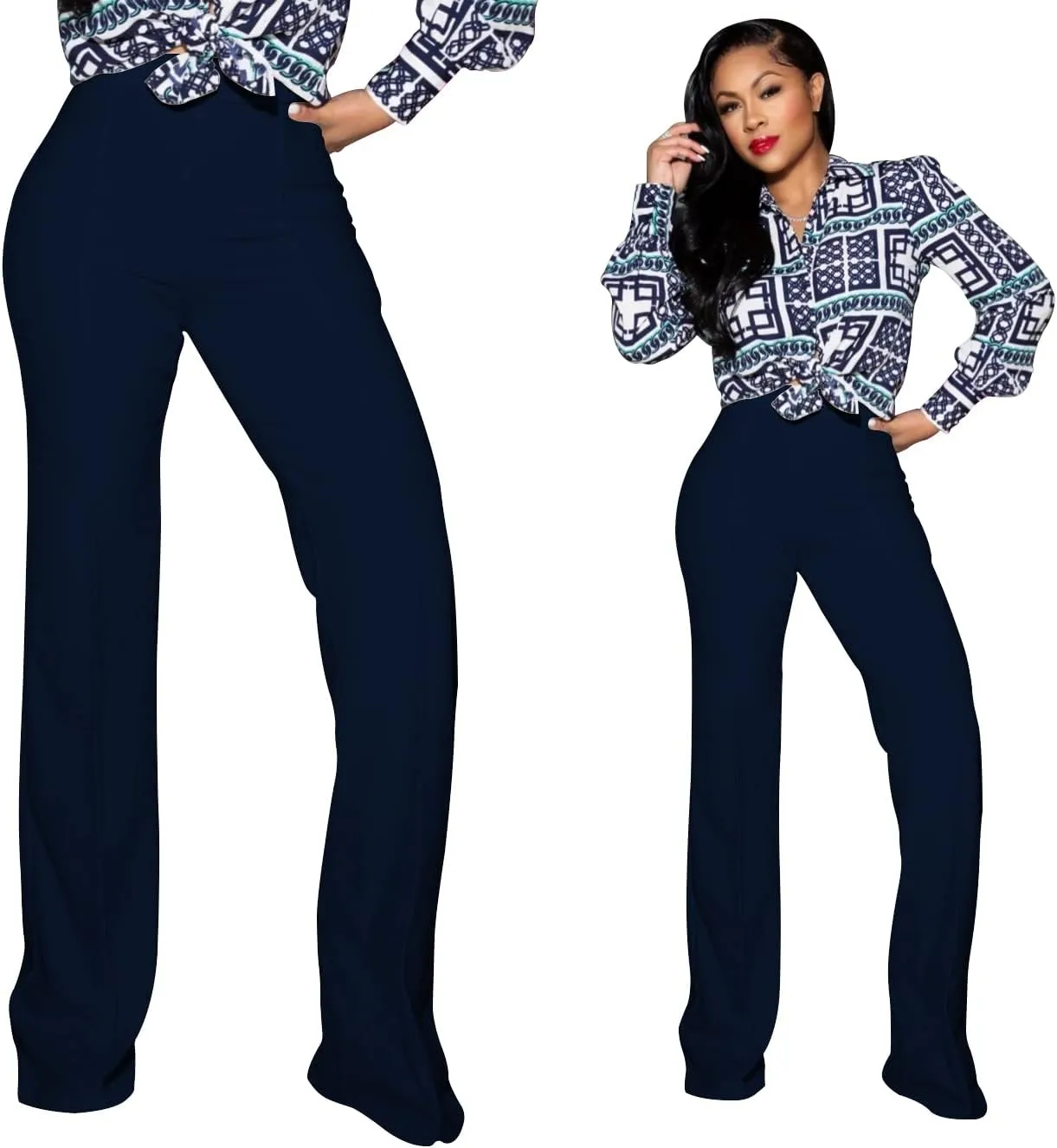 TOPSRANI Women High Waisted Dress Pants Work Trousers Slacks Bottoms Casual Pull On Long Stretch Solid Office Business