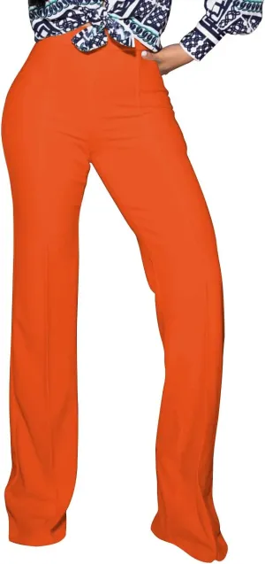 TOPSRANI Women High Waisted Dress Pants Work Trousers Slacks Bottoms Casual Pull On Long Stretch Solid Office Business
