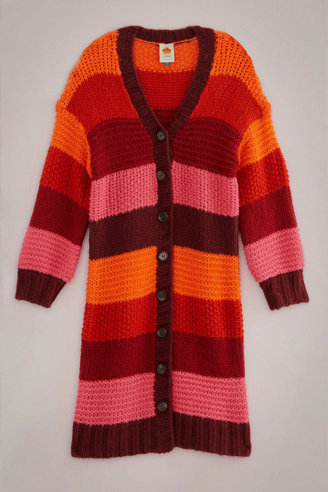 Tropical Stripes Midi Knit Cardigan