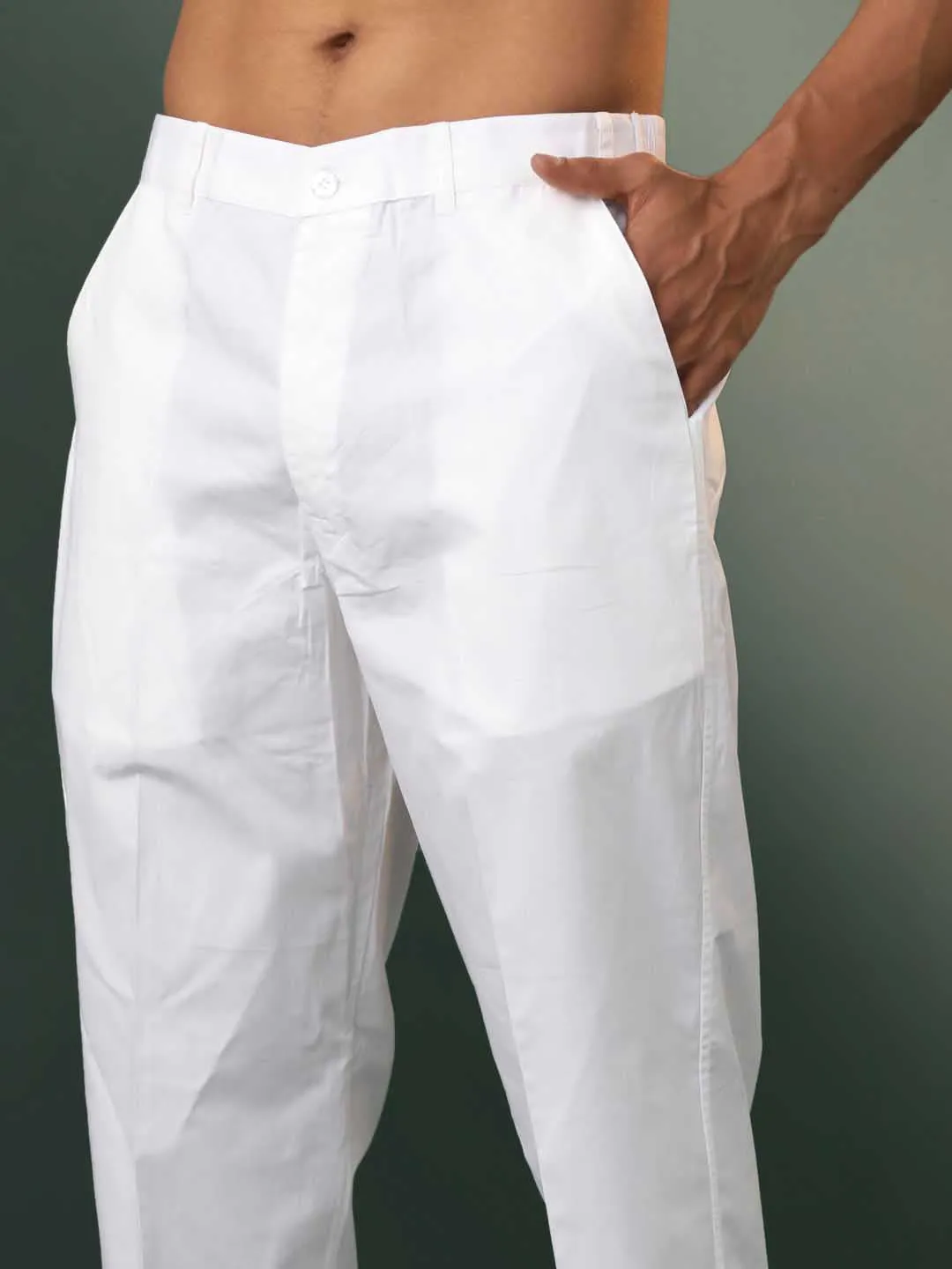 Vastramay White Embroidered Kurta Pyjama Set