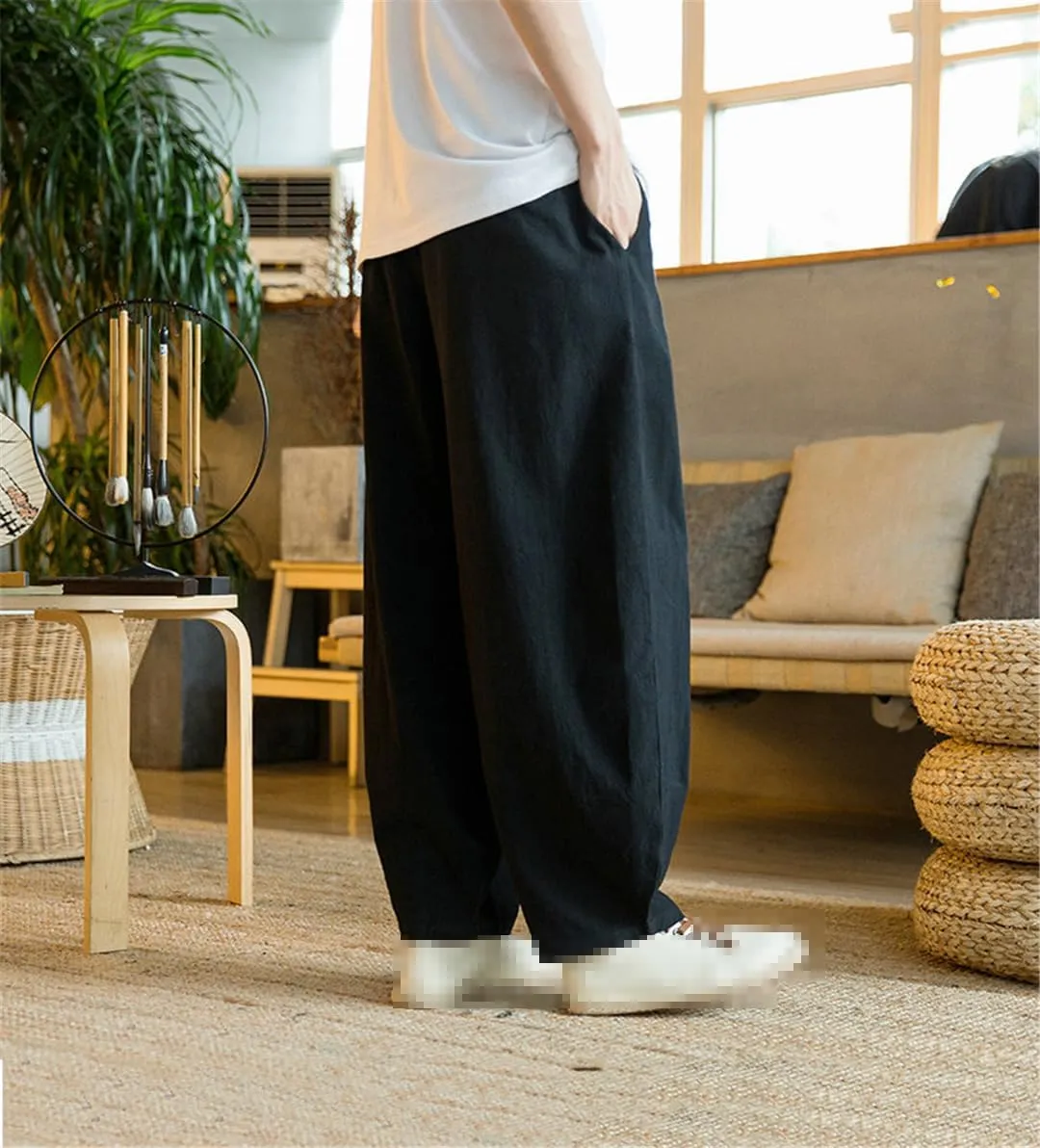 Vintage Men's Harem Pants Trousers Male Wide-Leg Pants Baggy Men Woman Casual Pants Streetwear