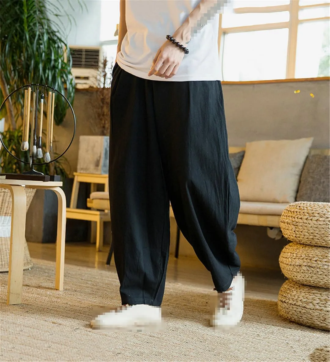 Vintage Men's Harem Pants Trousers Male Wide-Leg Pants Baggy Men Woman Casual Pants Streetwear