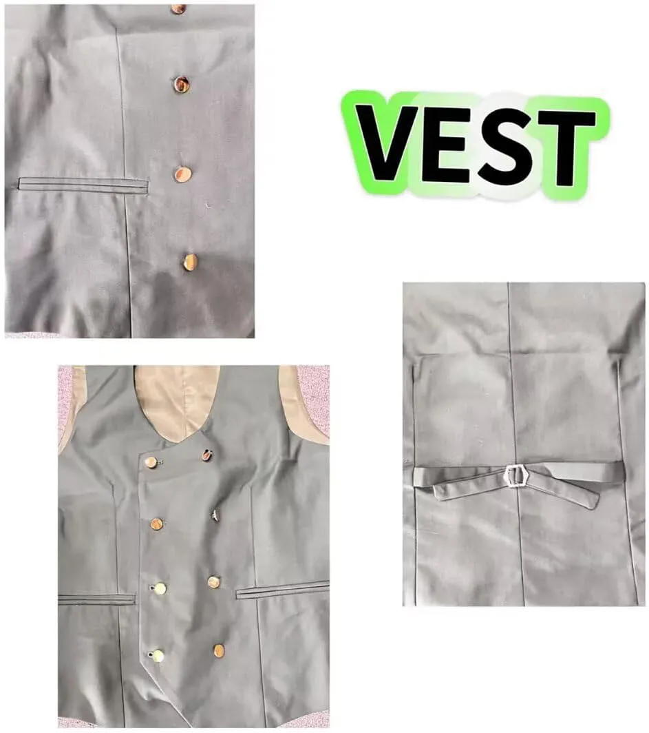 Wehilion 3 Piece Men's Suits Slim Fit Formal Bussiness Suits Double Breasted Suit for Wedding Prom Suits Blazer Vest Pants