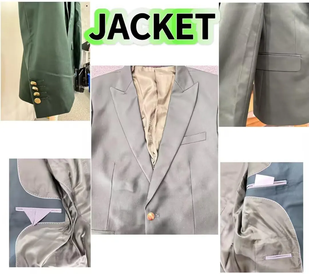 Wehilion 3 Piece Men's Suits Slim Fit Formal Bussiness Suits Double Breasted Suit for Wedding Prom Suits Blazer Vest Pants