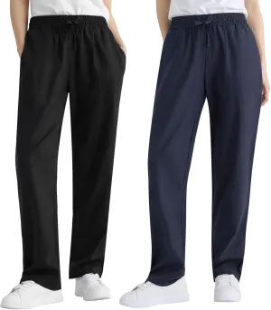 Weintee Women's Wide Leg Linen Pants with Pockets