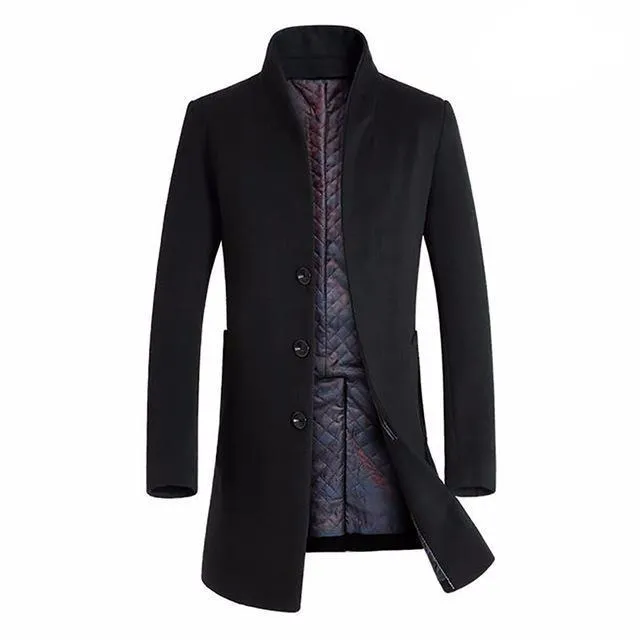 West Louis Winter Woolen Long Peacoat