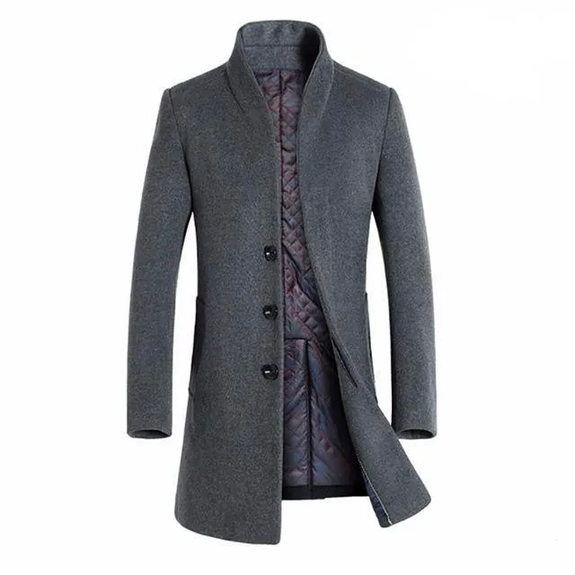 West Louis Winter Woolen Long Peacoat