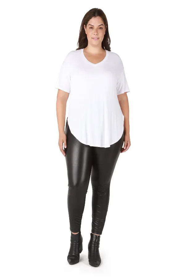 White Rounded Hem Tee