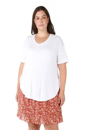 White Rounded Hem Tee