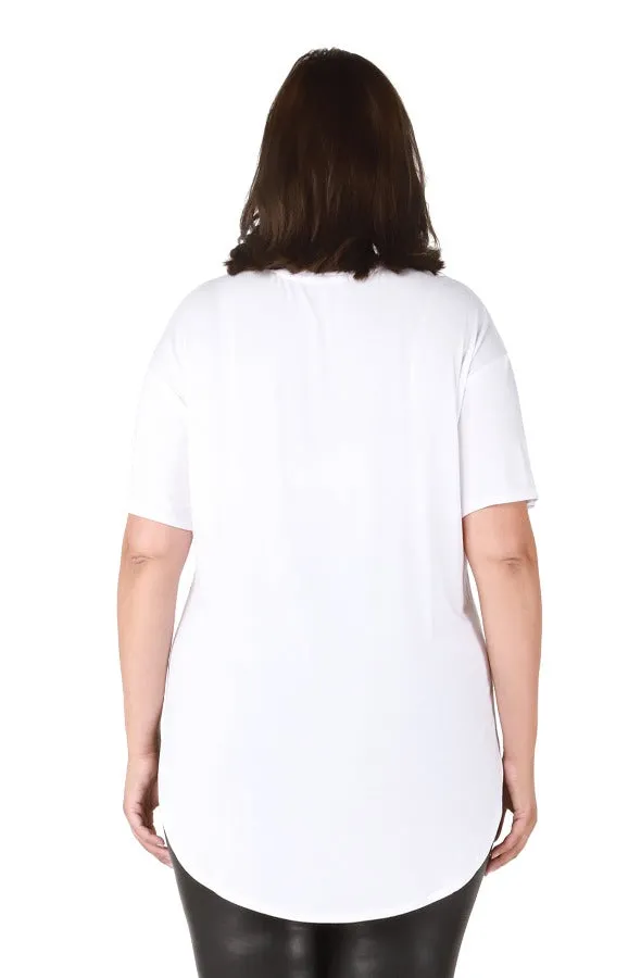 White Rounded Hem Tee