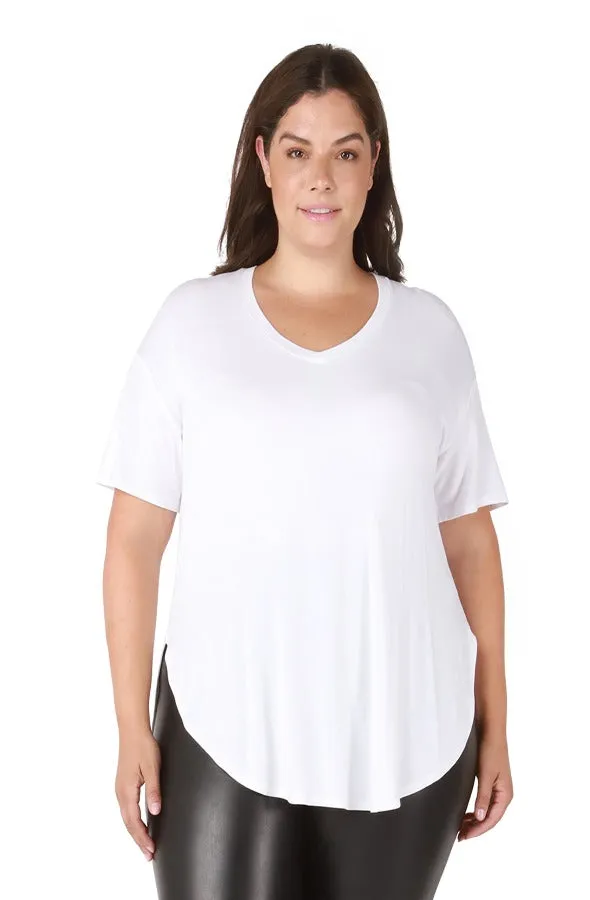 White Rounded Hem Tee