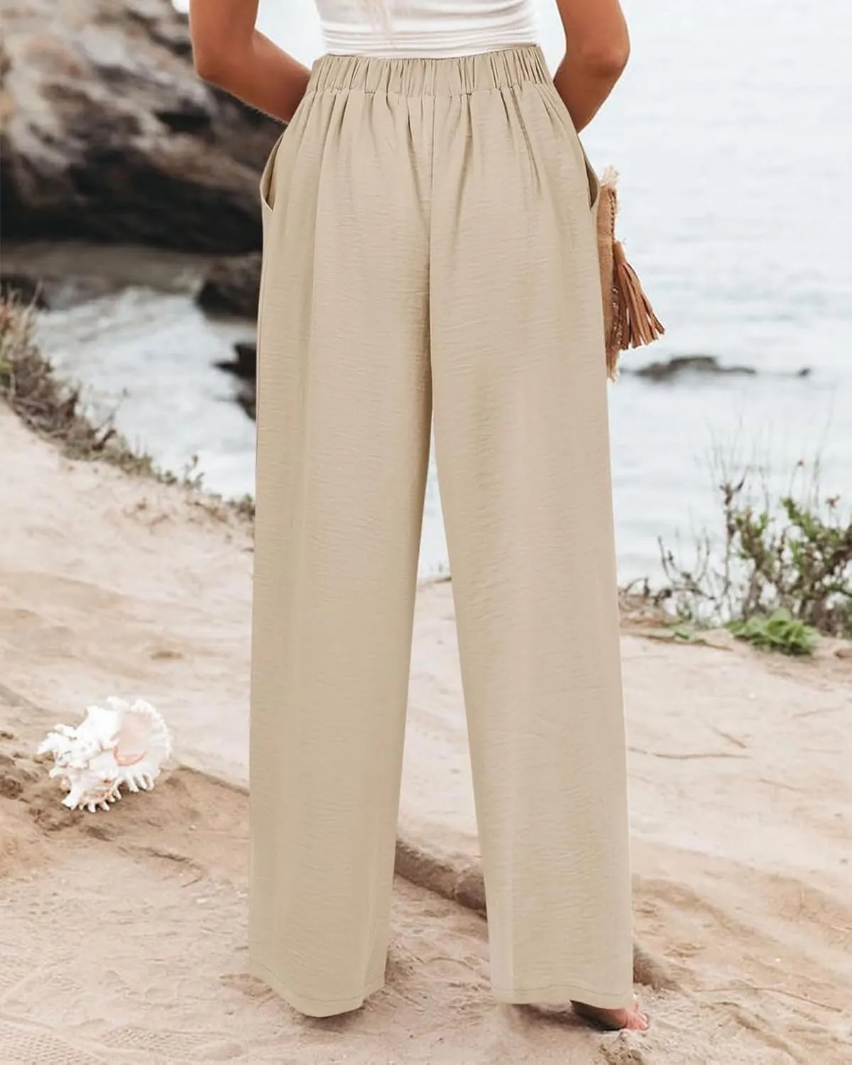 Wide Leg Dress Pants for Women High Waisted Business Casual Pants Office Button Down Slacks Pleated Work Trousers