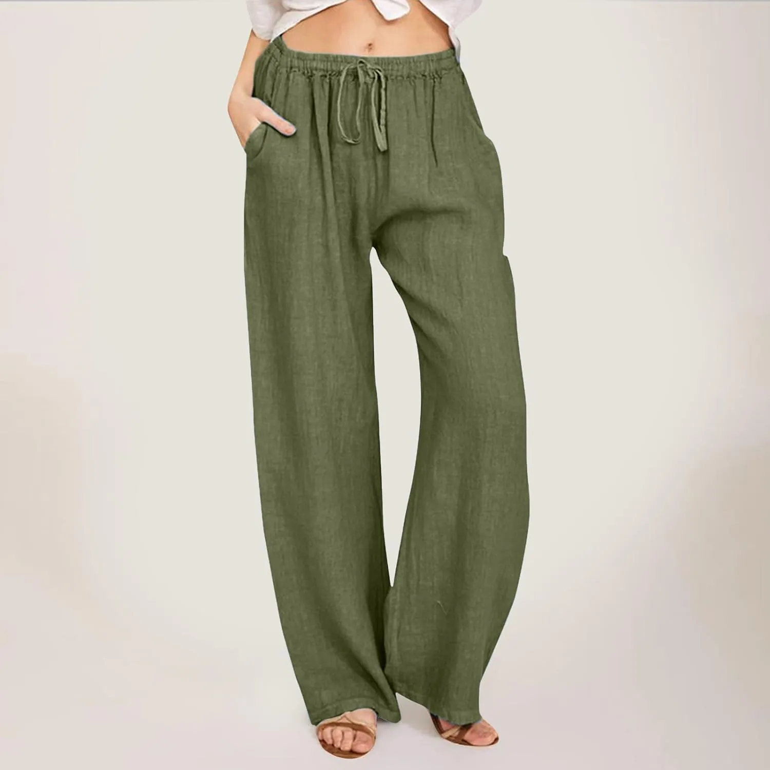 Wide Leg Pants for Women Winter Trending Yoga Thermal with Pockets Fleece Lined Flare Leggings