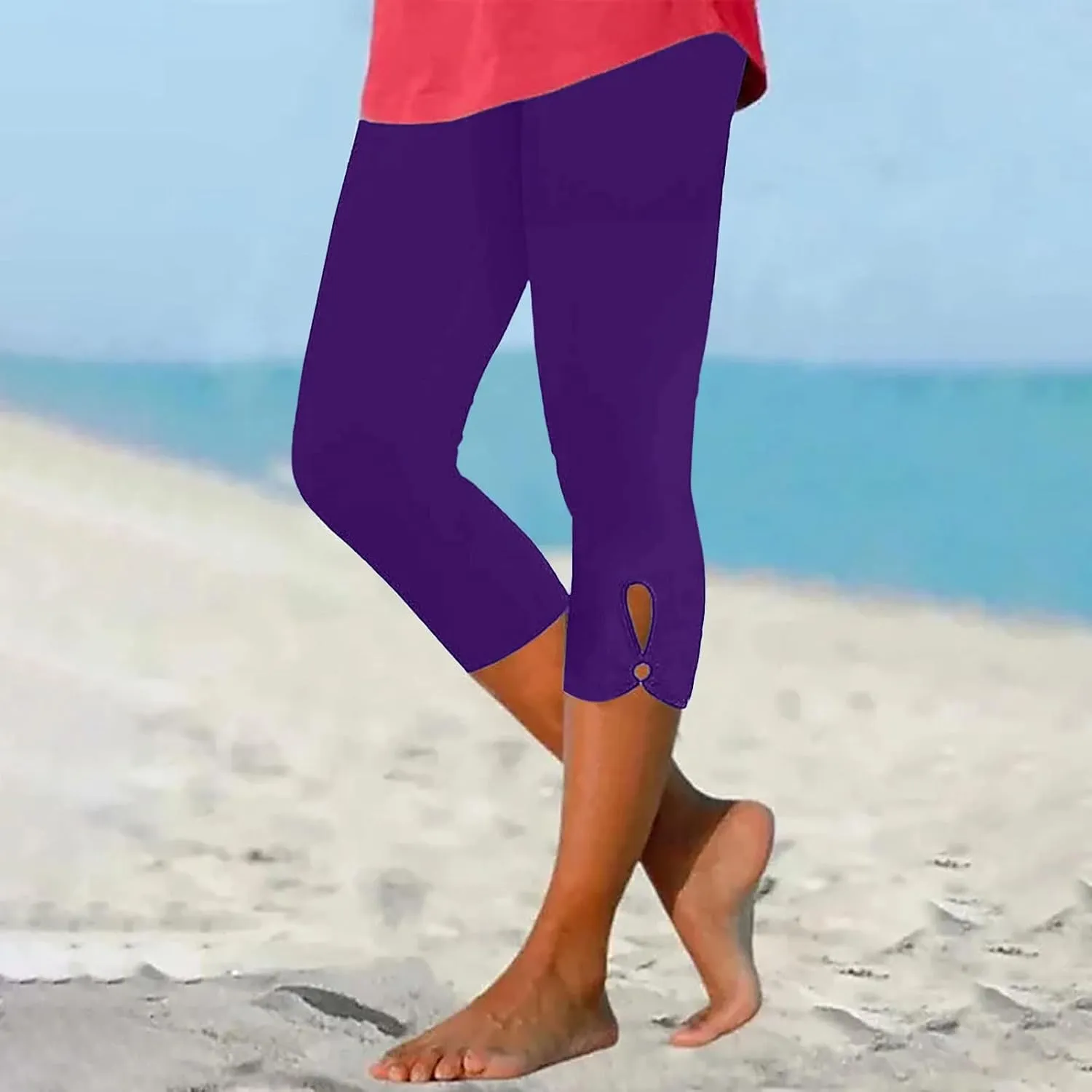 Women Capri Leggings 2024 Dressy Casual Summer Capris Knee Length Crop Pants Trendy Lightweight Ladies Clothing