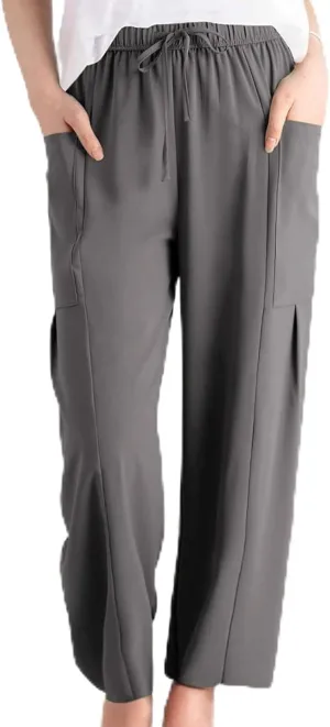 Women Linen Palazzo Pants Summer Boho Wide Leg High Waist Drawstring Casual High Waist Lounge Pant Trousers Pockets