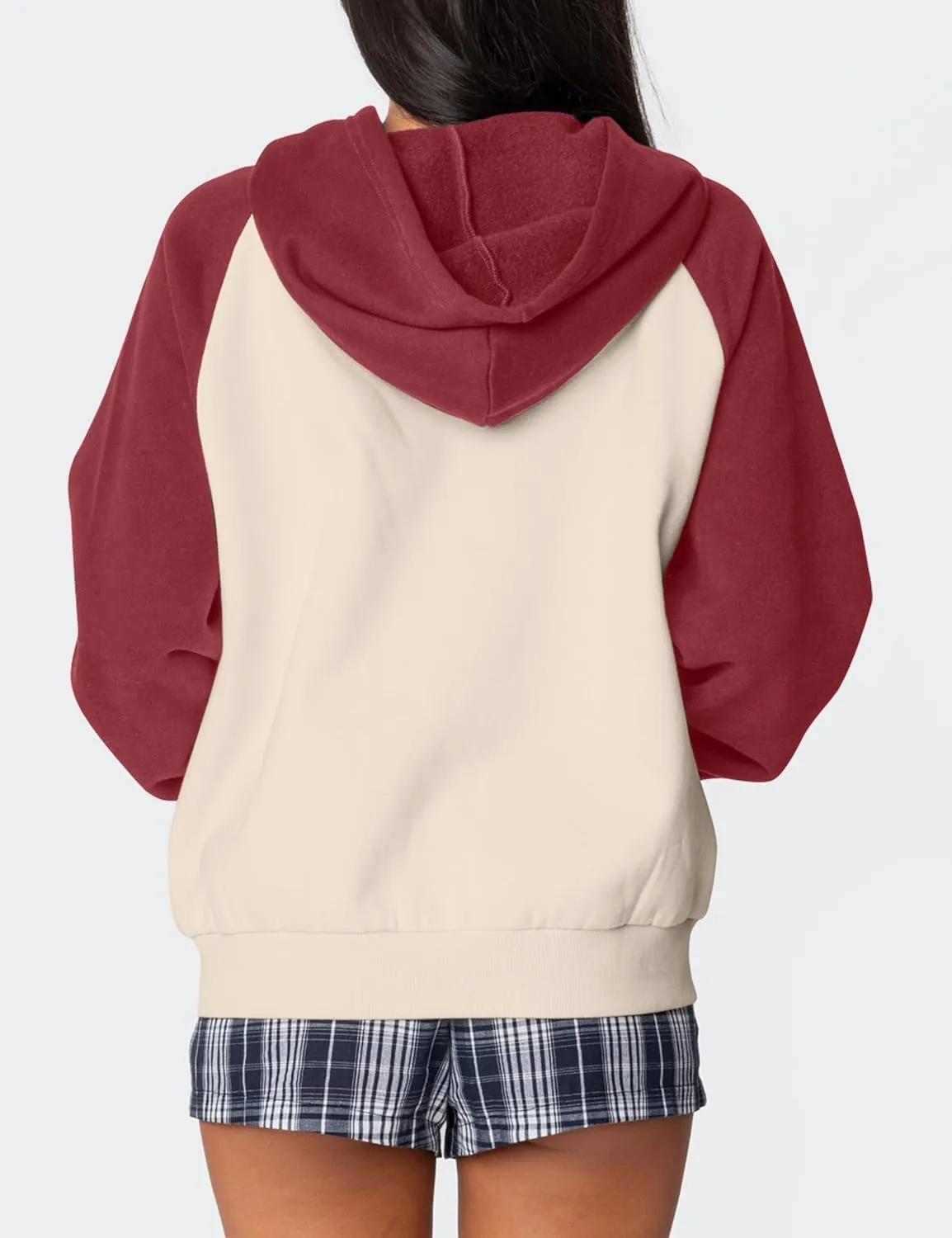 Women Oversized Color Block Hoodies Bow Graphic Embroidered Hooded Sweatshirts Casual Fall Pullover Sweatshirt Tops