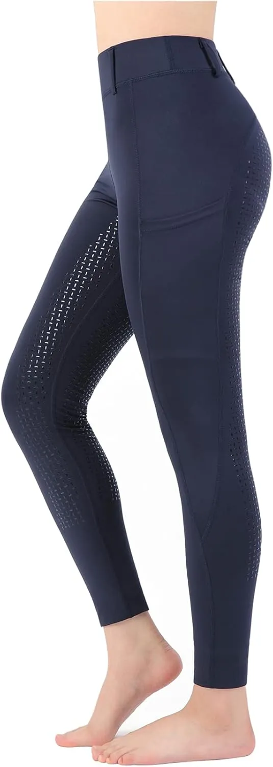Women Riding Tights Pockets,Women Training Breeches Pants with Silicone Grip