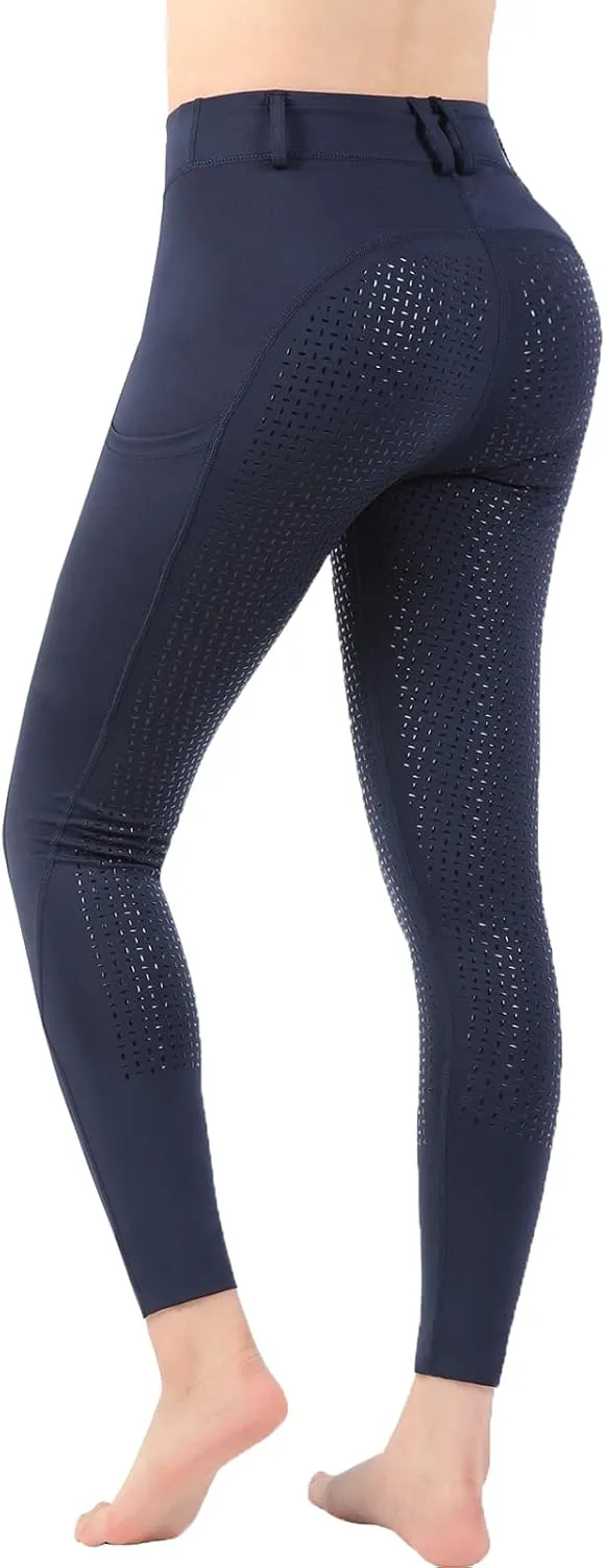 Women Riding Tights Pockets,Women Training Breeches Pants with Silicone Grip