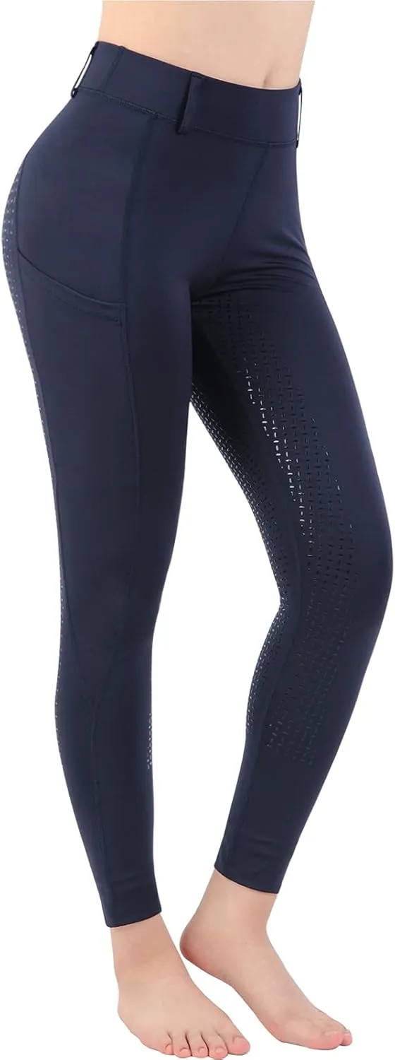 Women Riding Tights Pockets,Women Training Breeches Pants with Silicone Grip