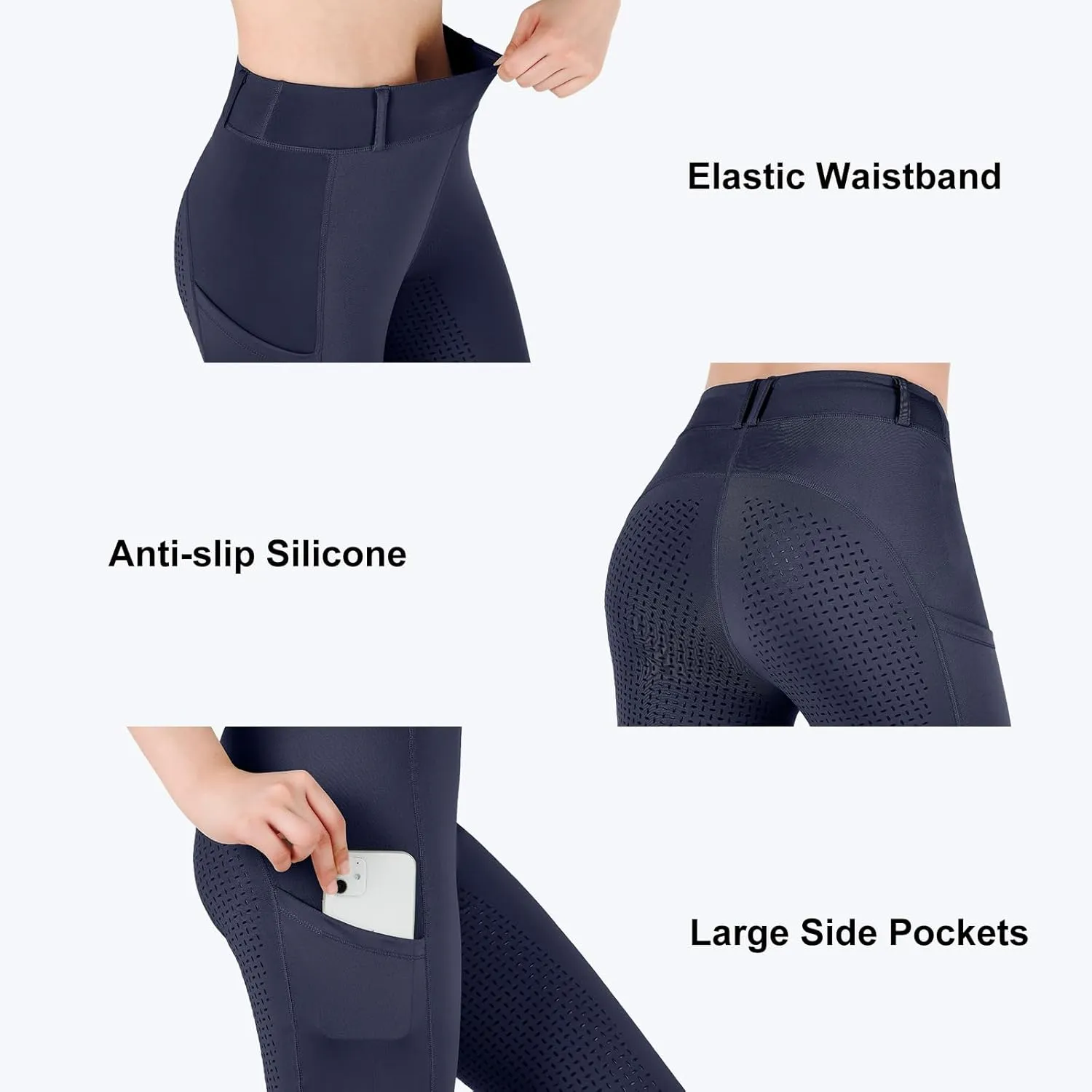 Women Riding Tights Pockets,Women Training Breeches Pants with Silicone Grip