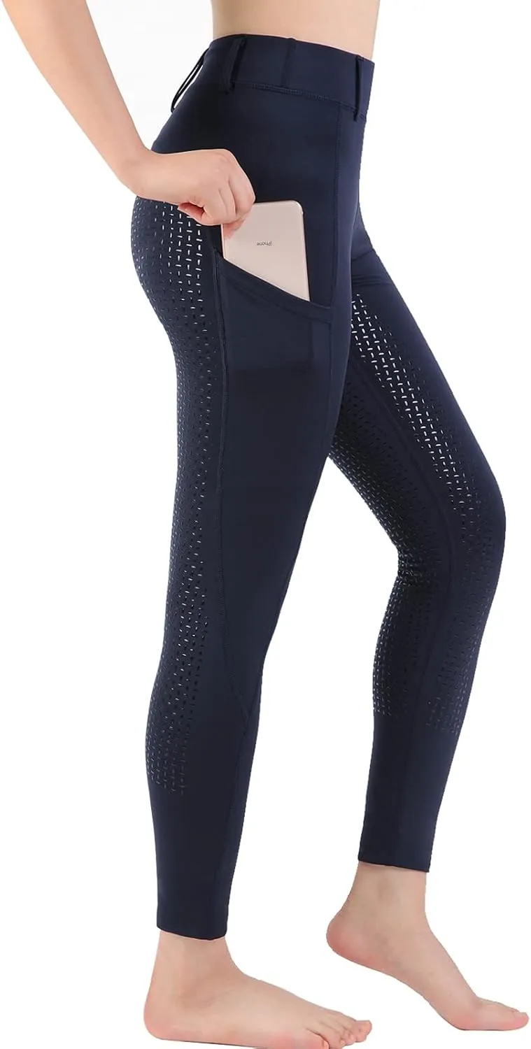 Women Riding Tights Pockets,Women Training Breeches Pants with Silicone Grip