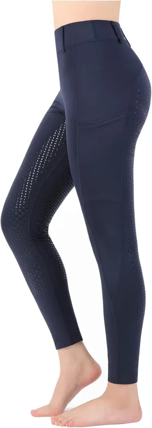 Women Riding Tights Pockets,Women Training Breeches Pants with Silicone Grip