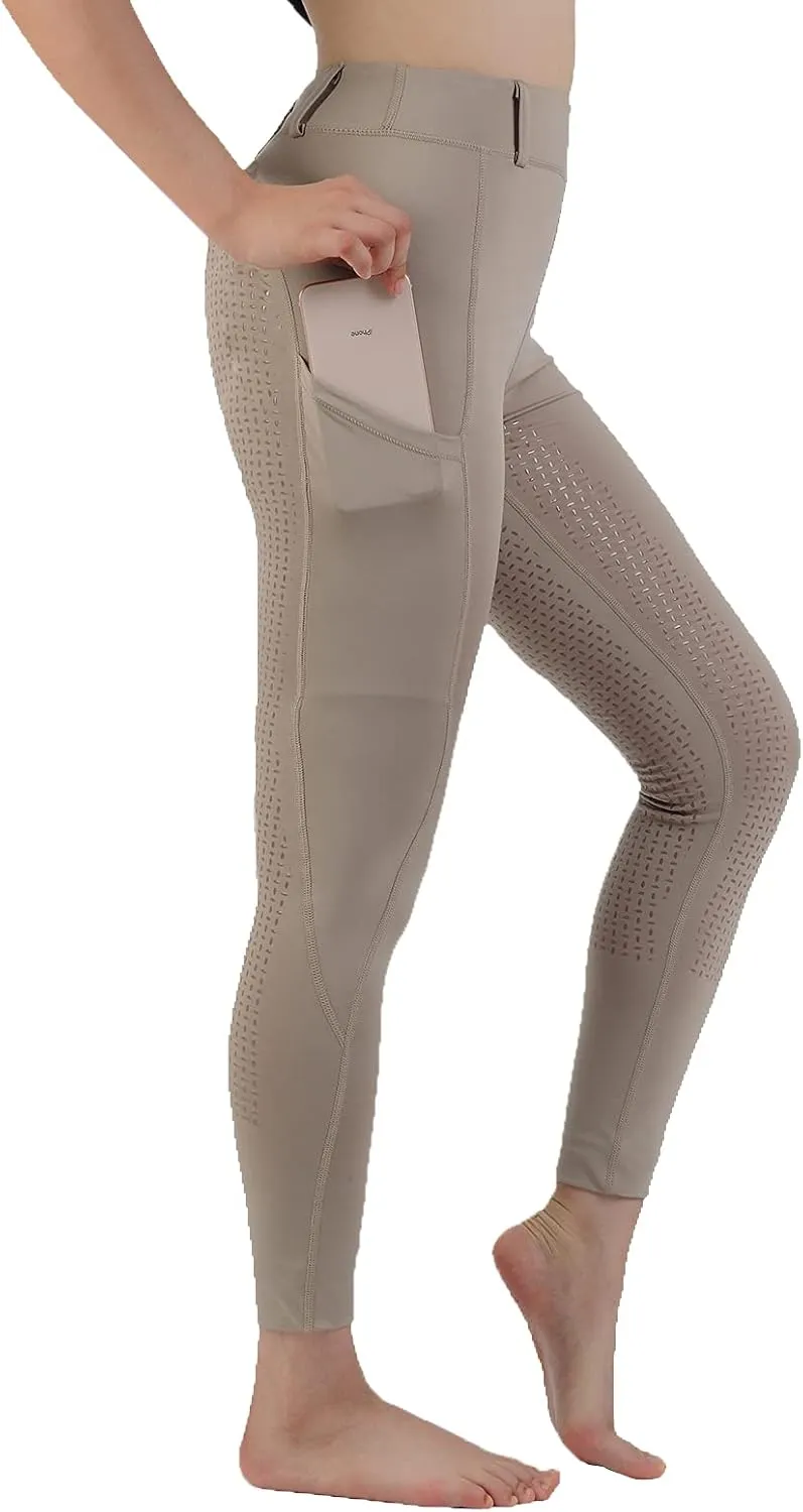 Women Riding Tights Pockets,Women Training Breeches Pants with Silicone Grip