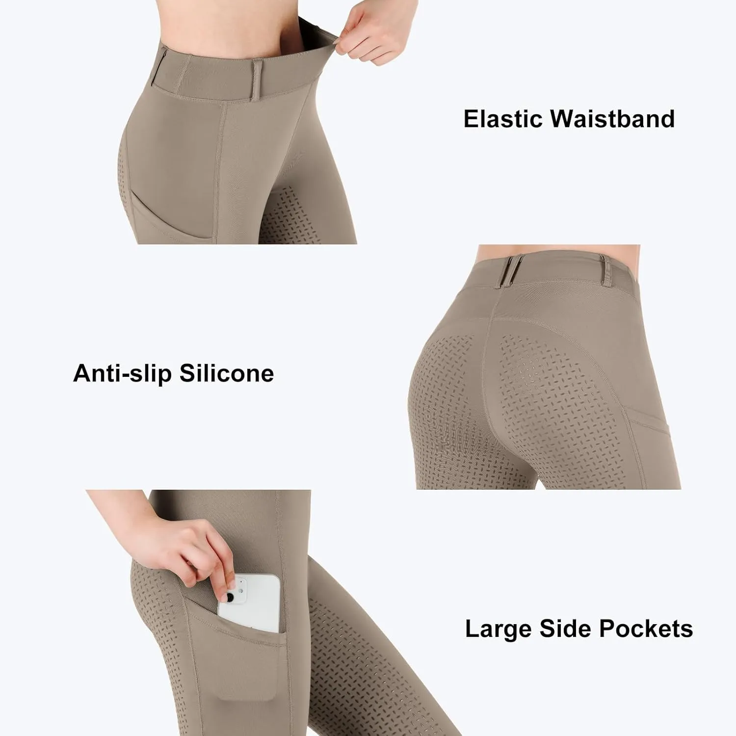 Women Riding Tights Pockets,Women Training Breeches Pants with Silicone Grip