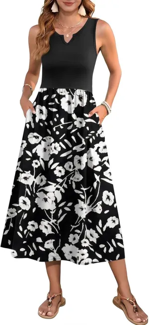 Women Summer Dresses 2025 Casual Sleeveless Beach Vacation Maxi Dresses Cute Floral Long Dress Wedding Guest Dress