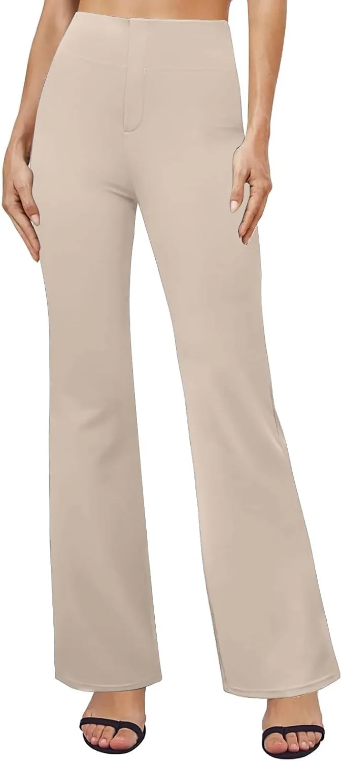Womens Bootcut Dressy Pants Business Casual Work Pants with Pockets High Waist Stretchy Trousers Pull On Office