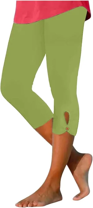 Womens Capri Leggings Summer Plus Size Capris Workout Yoga High Waisted Capri Pants Casual Pull On Capris with Pockets