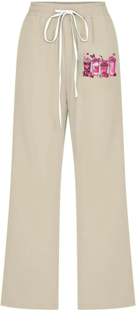 Womens Capri Pants with Pockets Trendy Graphic Print Linen Pants Summer High Waisted Capris Casual Cropped Trousers