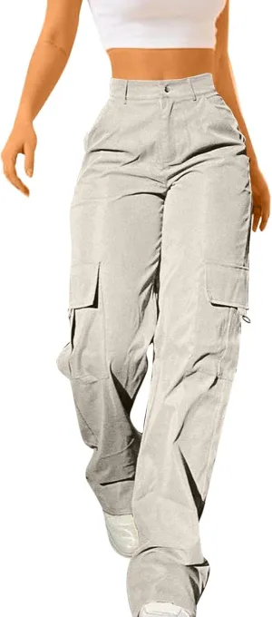 Women's Cargo Jogger Camo Pants with Pockets High Waist Slim Casual Tapered Camouflage Combat Hiking Pants